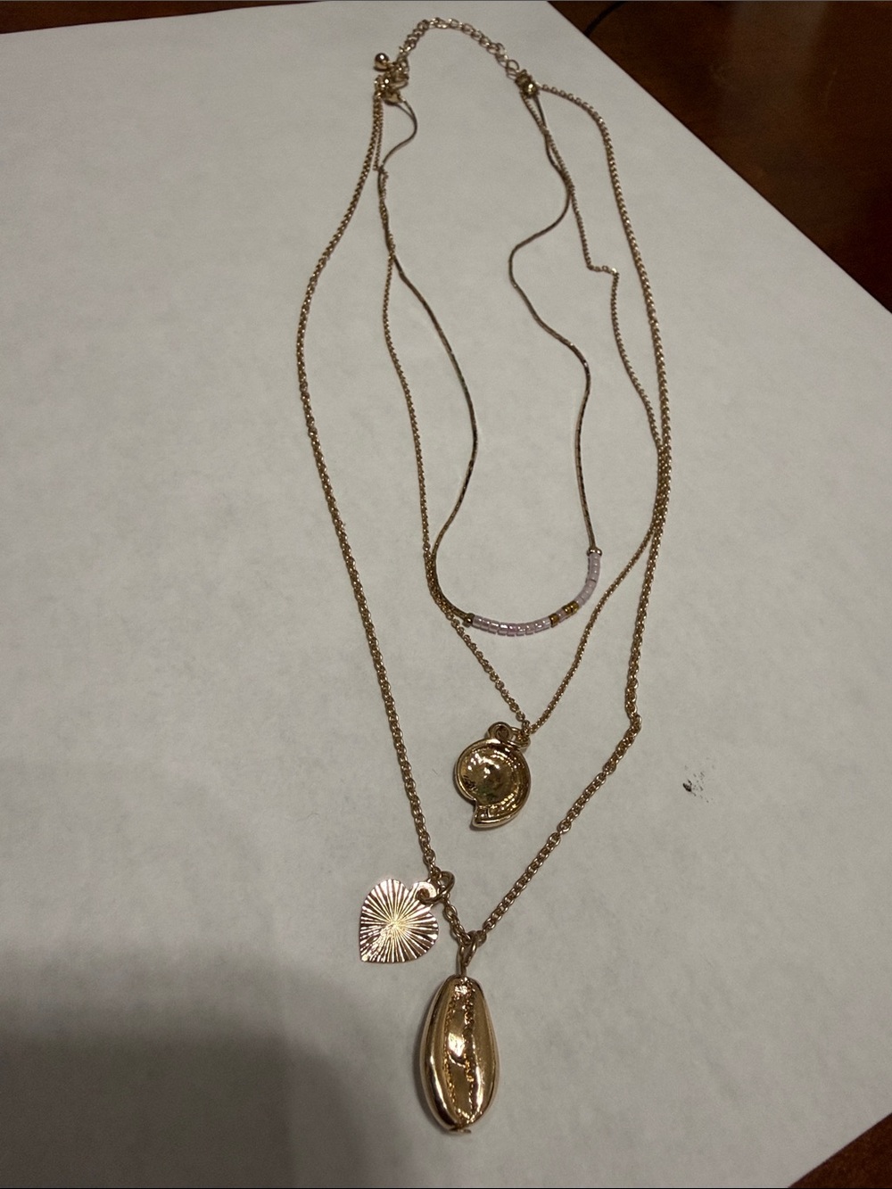 Gold Plated Layered Seashells and Heart Pendant Necklace Set from Anthropologie🔥 - Picture 6 of 16
